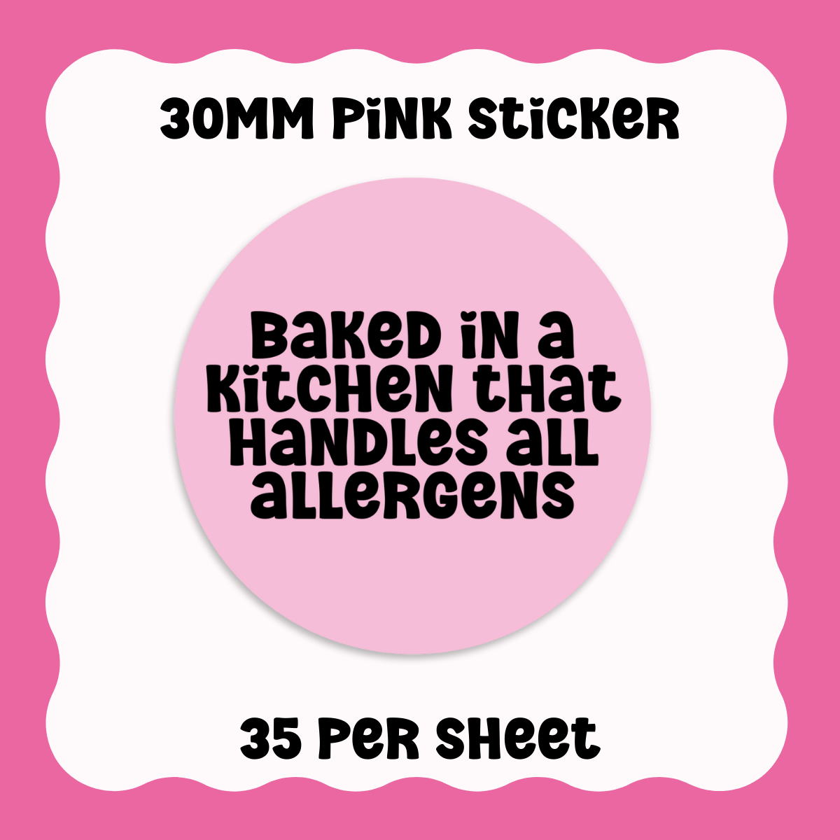 Allergen/Ingredients Disclaimer Stickers - Text only