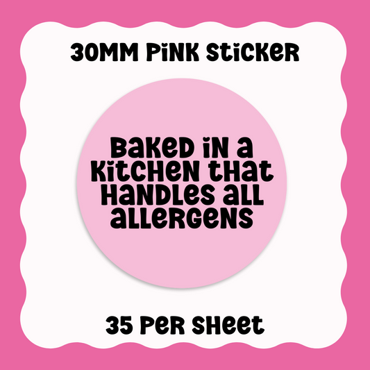 Baked in a Kitchen That Handles All Allergens Disclaimer Stickers