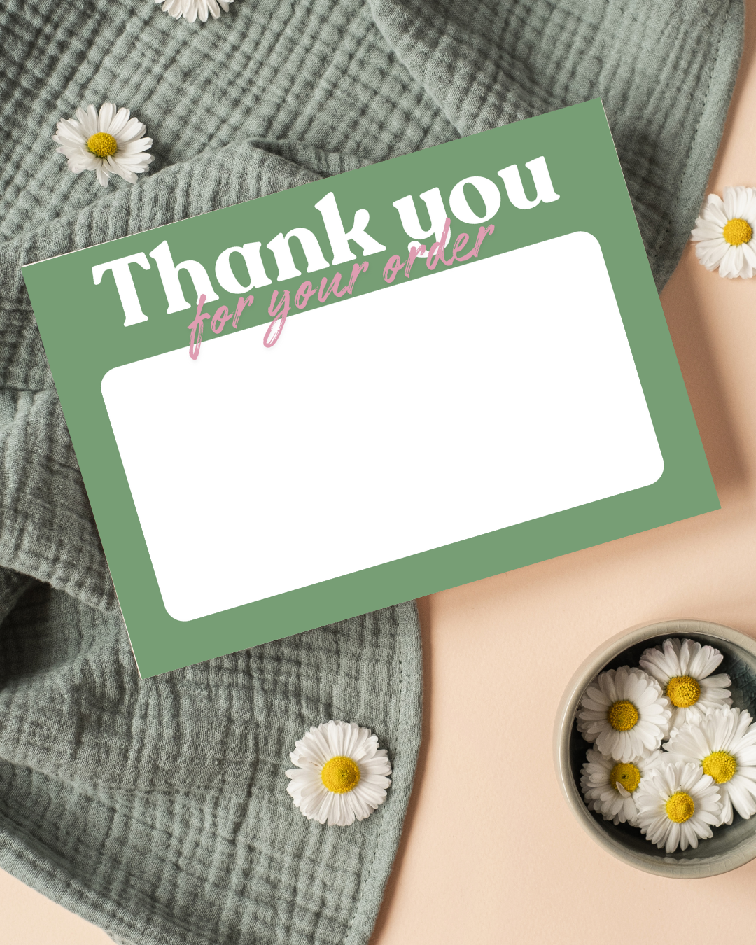 Green & Dusky Pink Thank You Cards A6