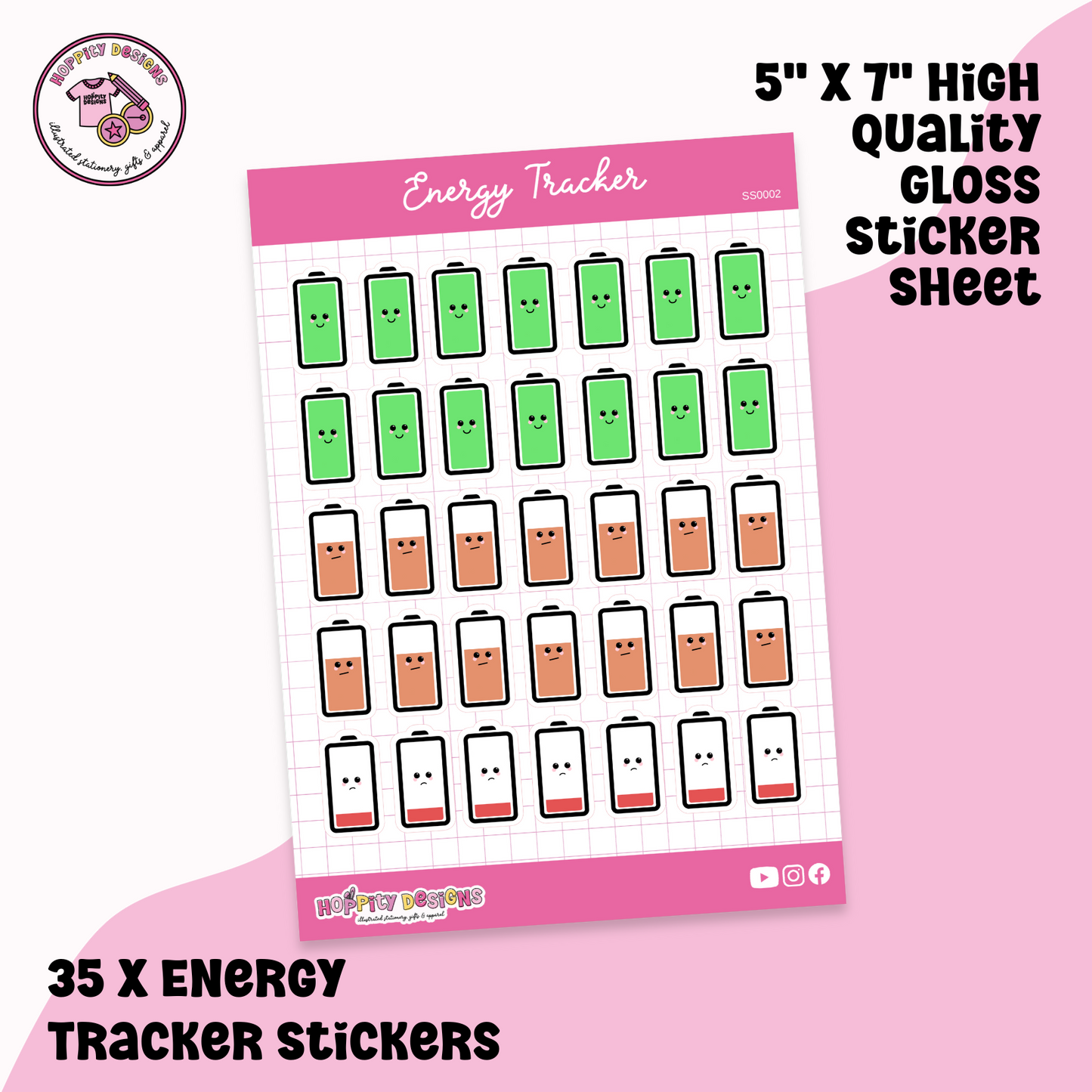 Energy Tracker Planner Sticker Sheet - SS0002