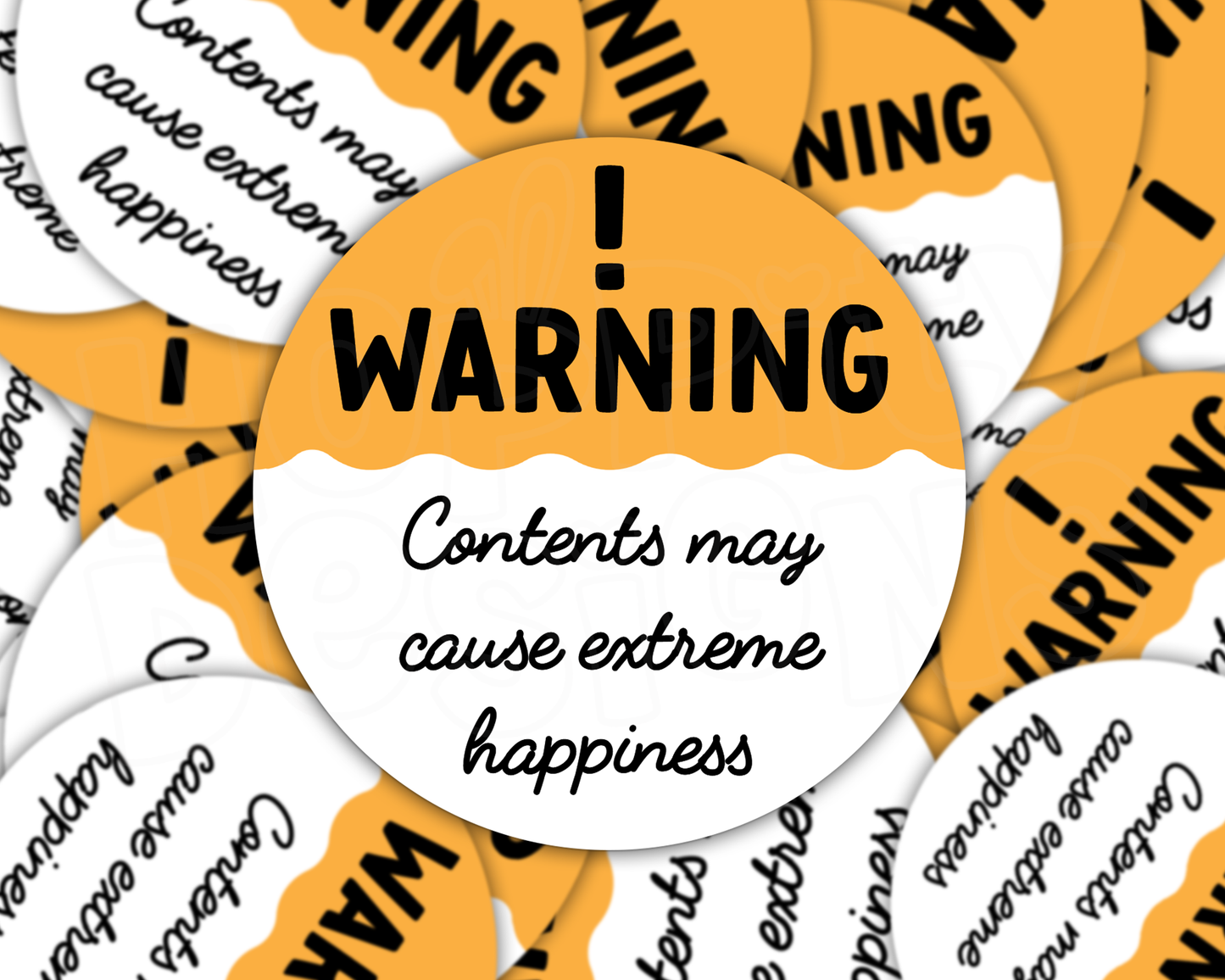 Yellow Warning - Contents May Cause Extreme Happiness Parcel Stickers