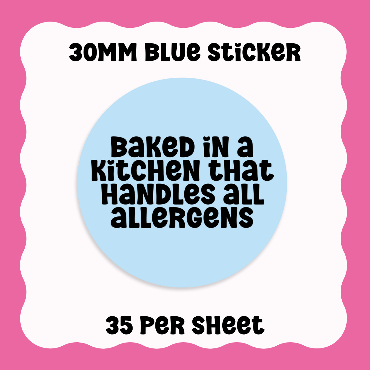 Allergen/Ingredients Disclaimer Stickers - Text only