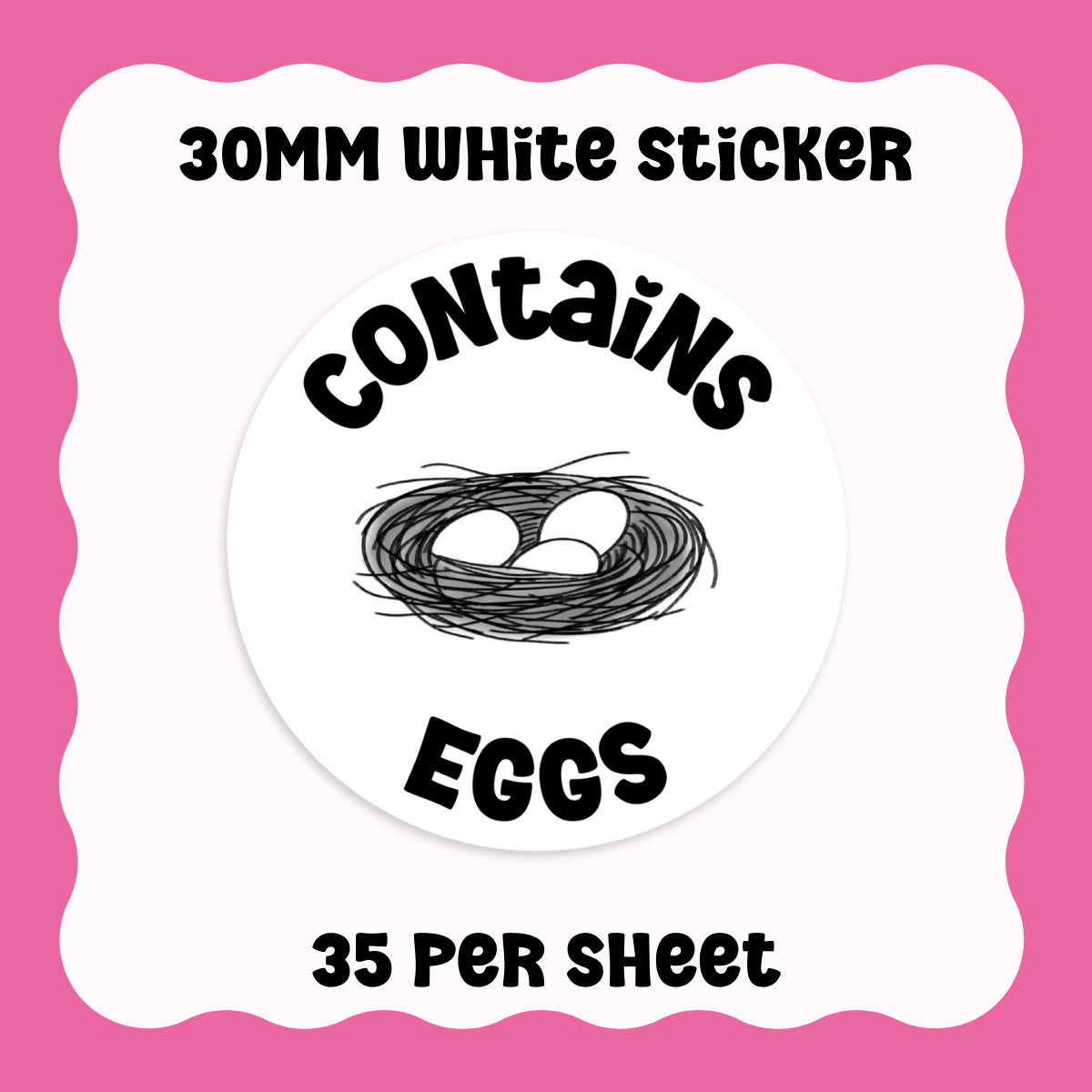 Contains Eggs Stickers - With Graphic