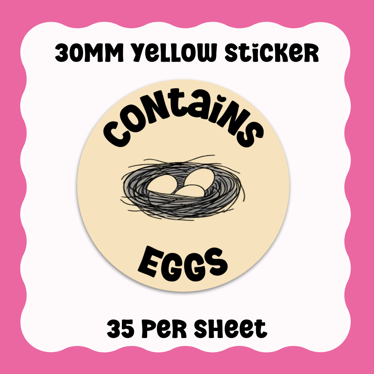 Contains Eggs Stickers - With Graphic