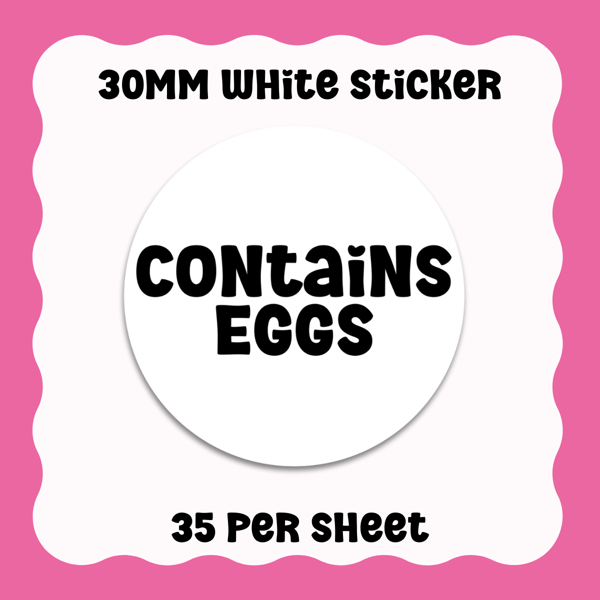 Contains Eggs Stickers - Text only