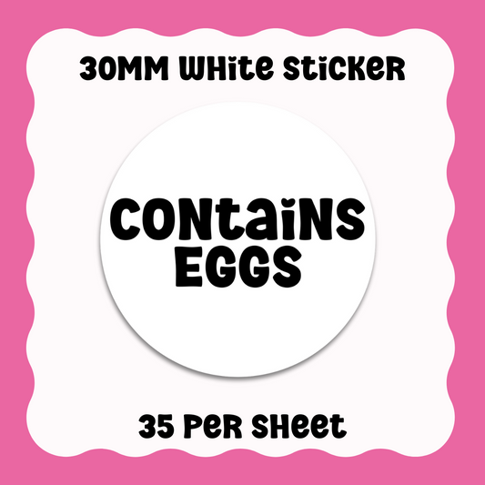 Contains Eggs Stickers - Text only