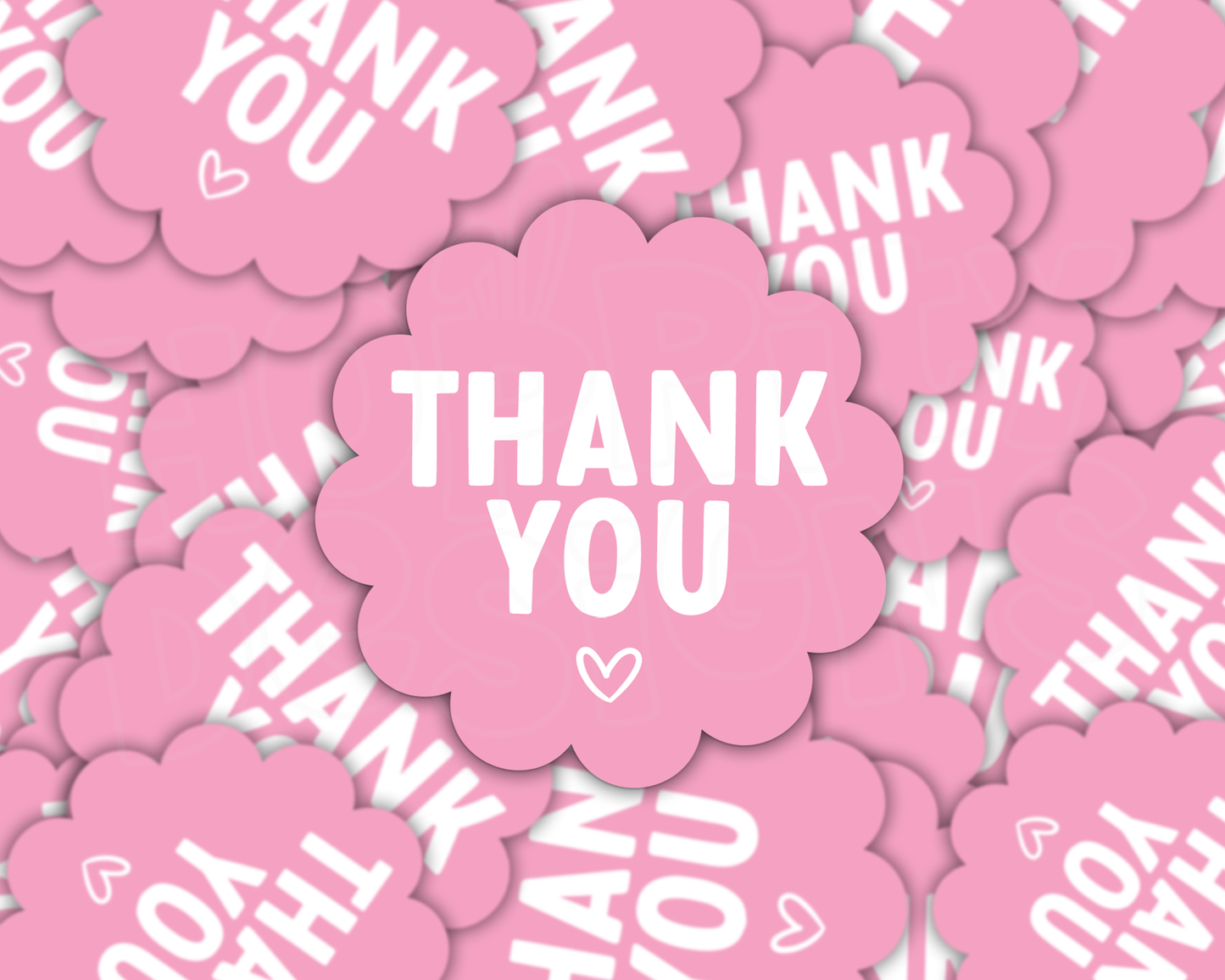 Pink Thank You Stickers with Scalloped Edge