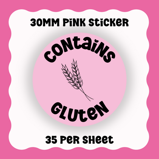 Contains Gluten Allergy Warning Stickers