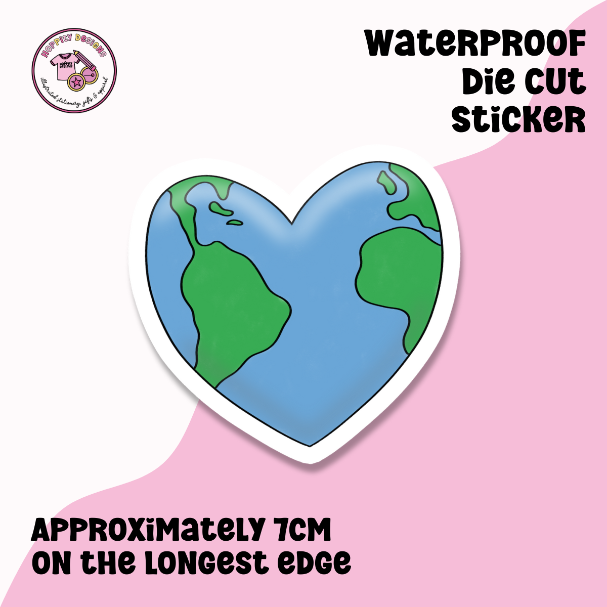 Heart Shaped Earth Die Cut Sticker