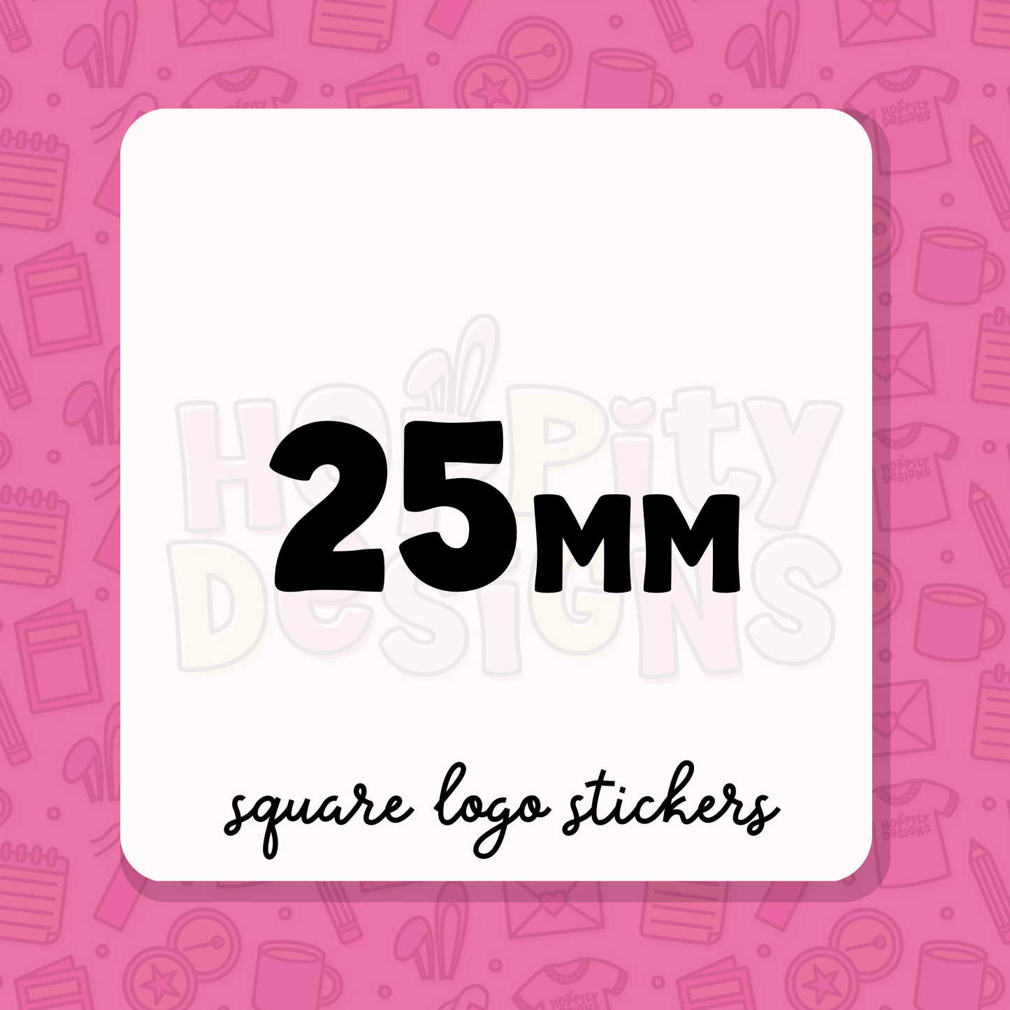 25mm Square GLOSSY Logo Stickers