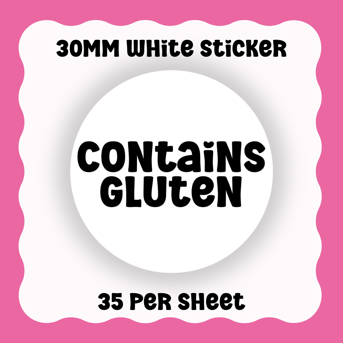 Contains Gluten Stickers - Text only