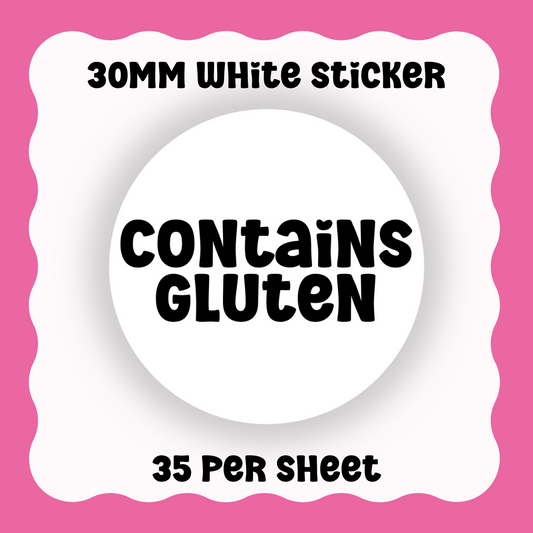 Contains Gluten Stickers - Text only