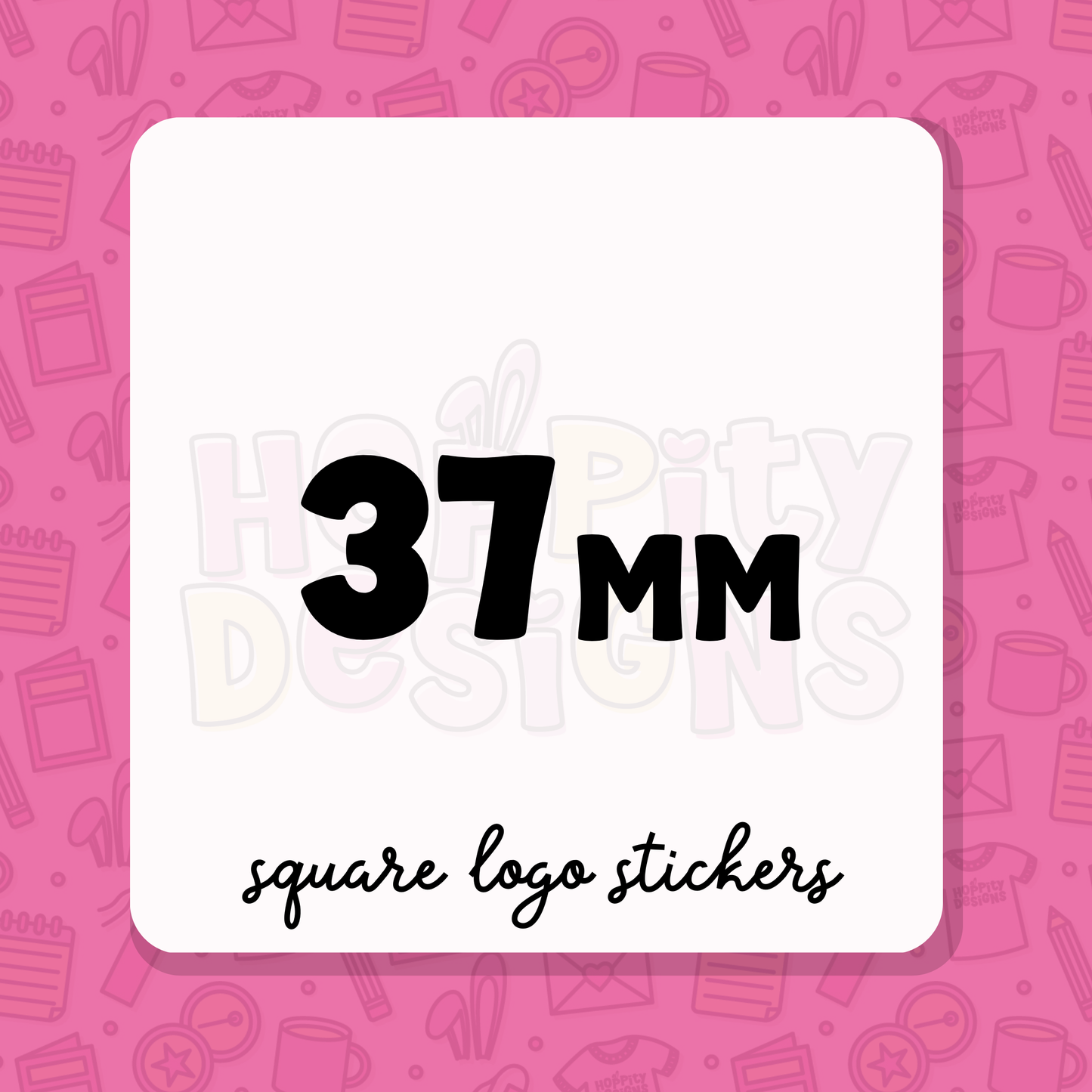 37mm Square GLOSSY Logo Stickers