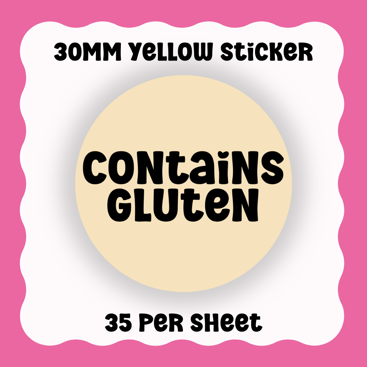 Contains Gluten Stickers - Text only