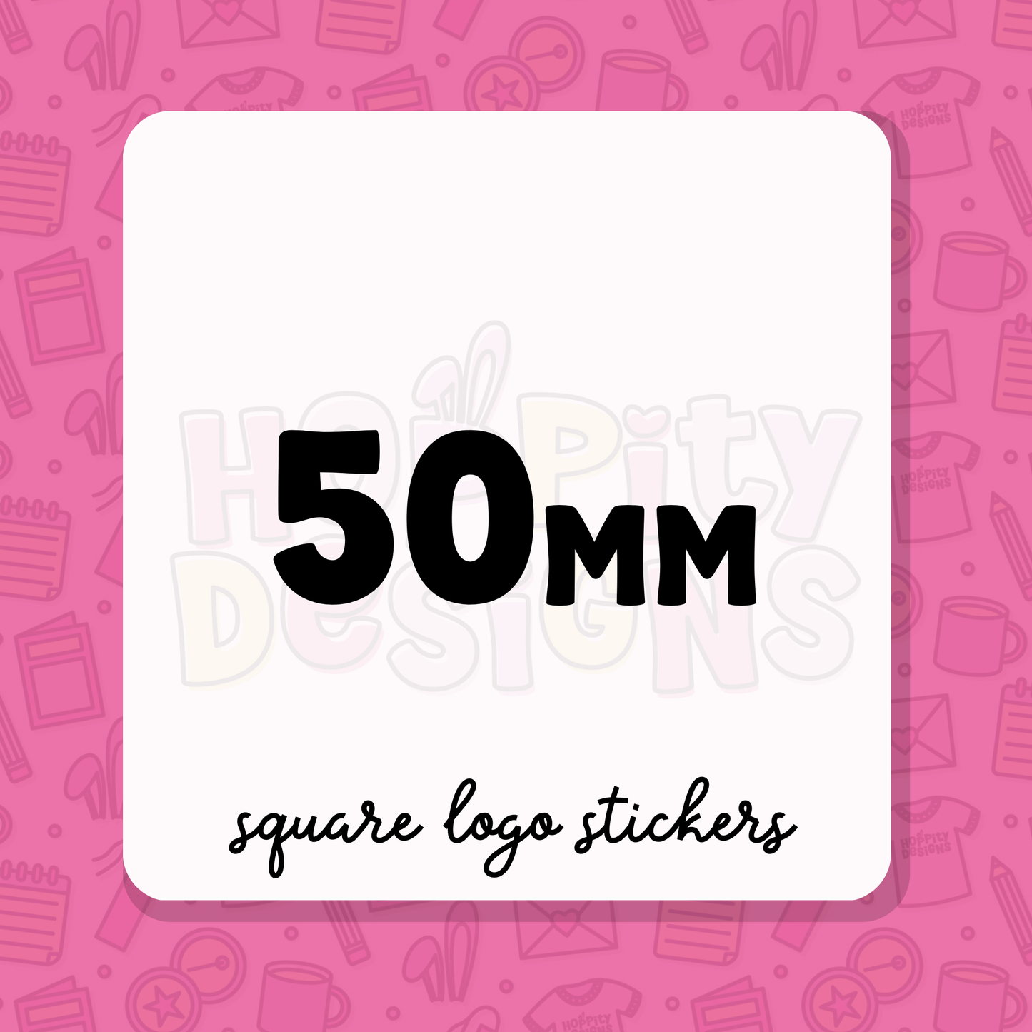 50mm Square GLOSSY Logo Stickers