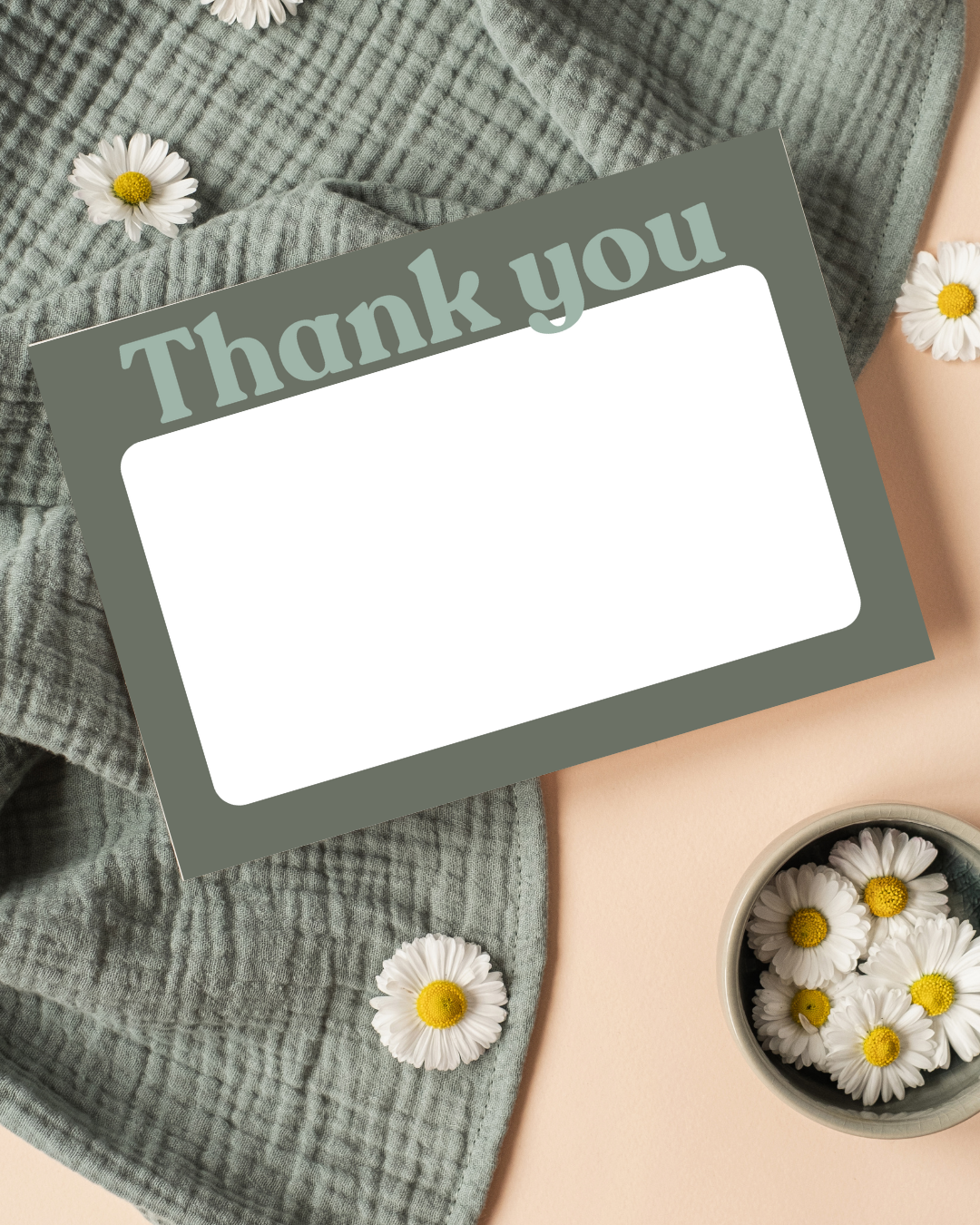 Green & Sage Green Thank You Cards A6