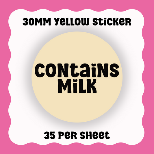 Contains Milk Allergy Warning Labels