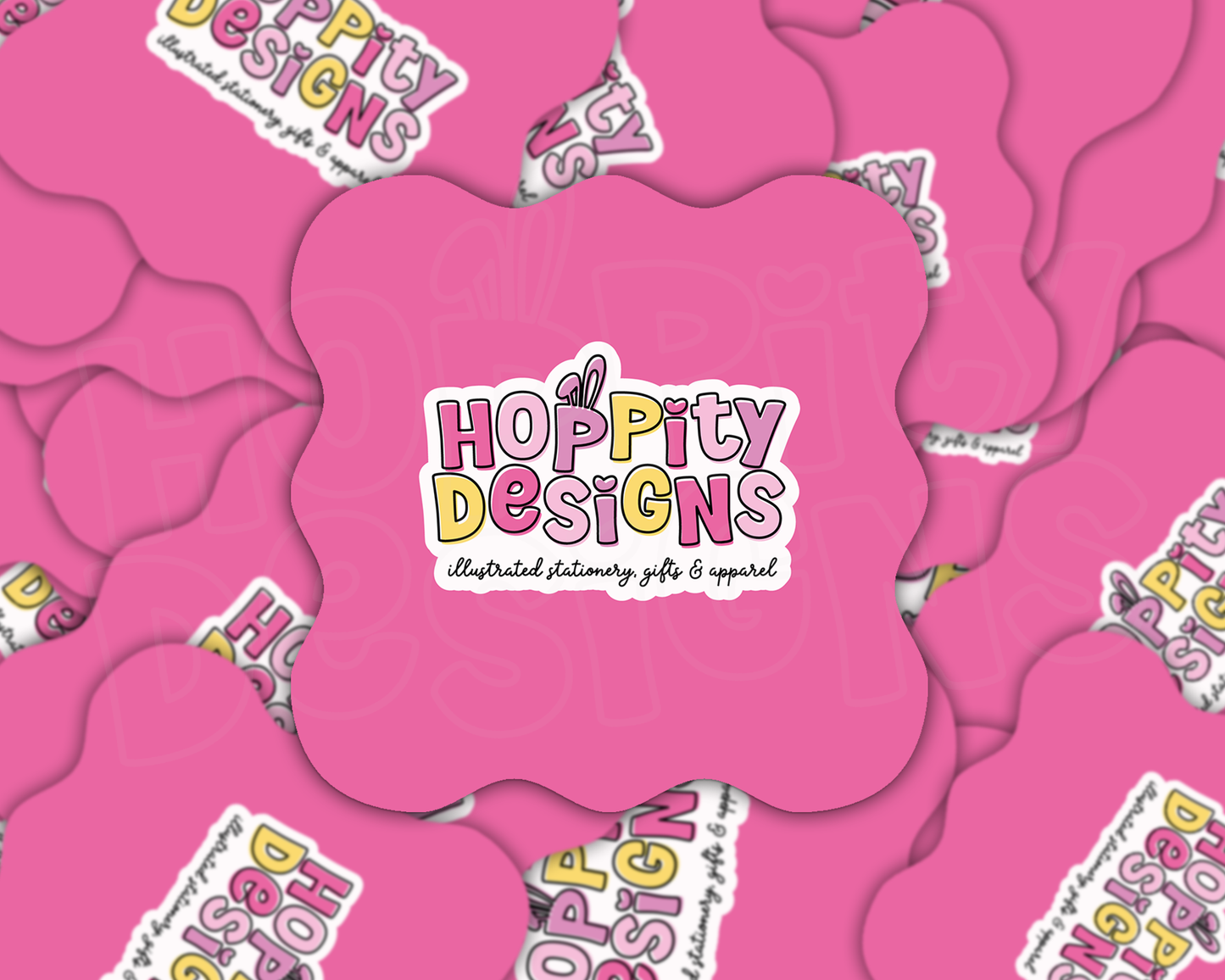 Wavy Square Shaped Logo Stickers