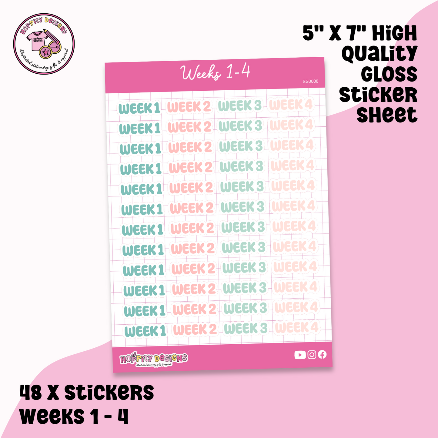 Weeks 1-4 Planner Sticker Sheet - SS0008