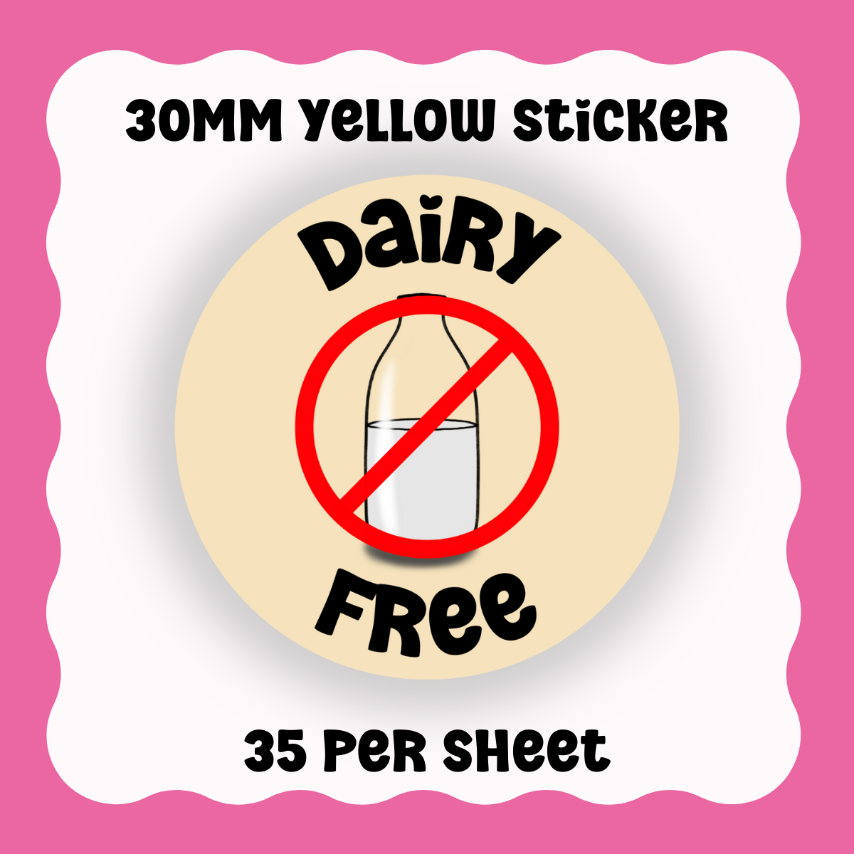 Dairy Free Stickers - With Graphic