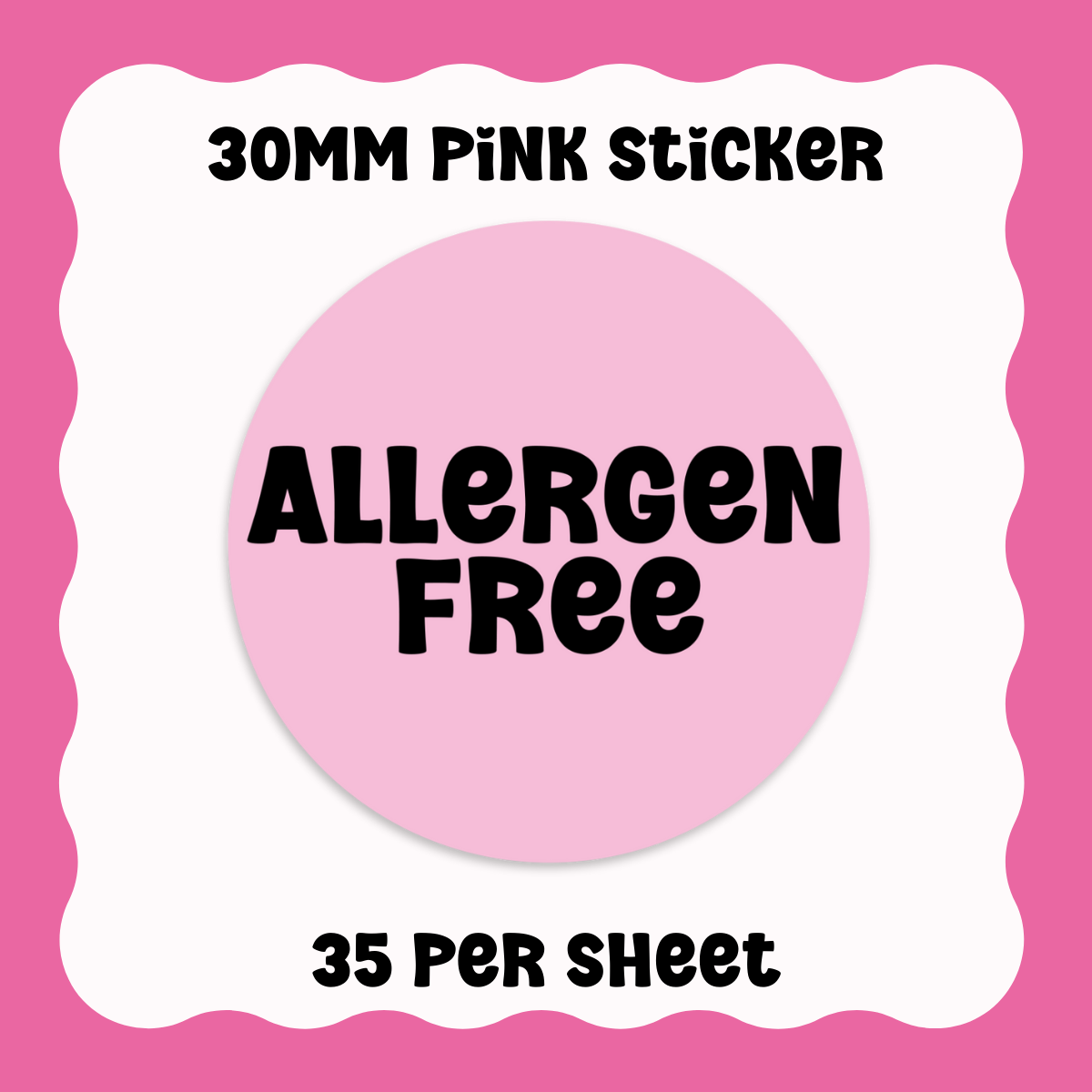 Allergen Free Stickers - Text only