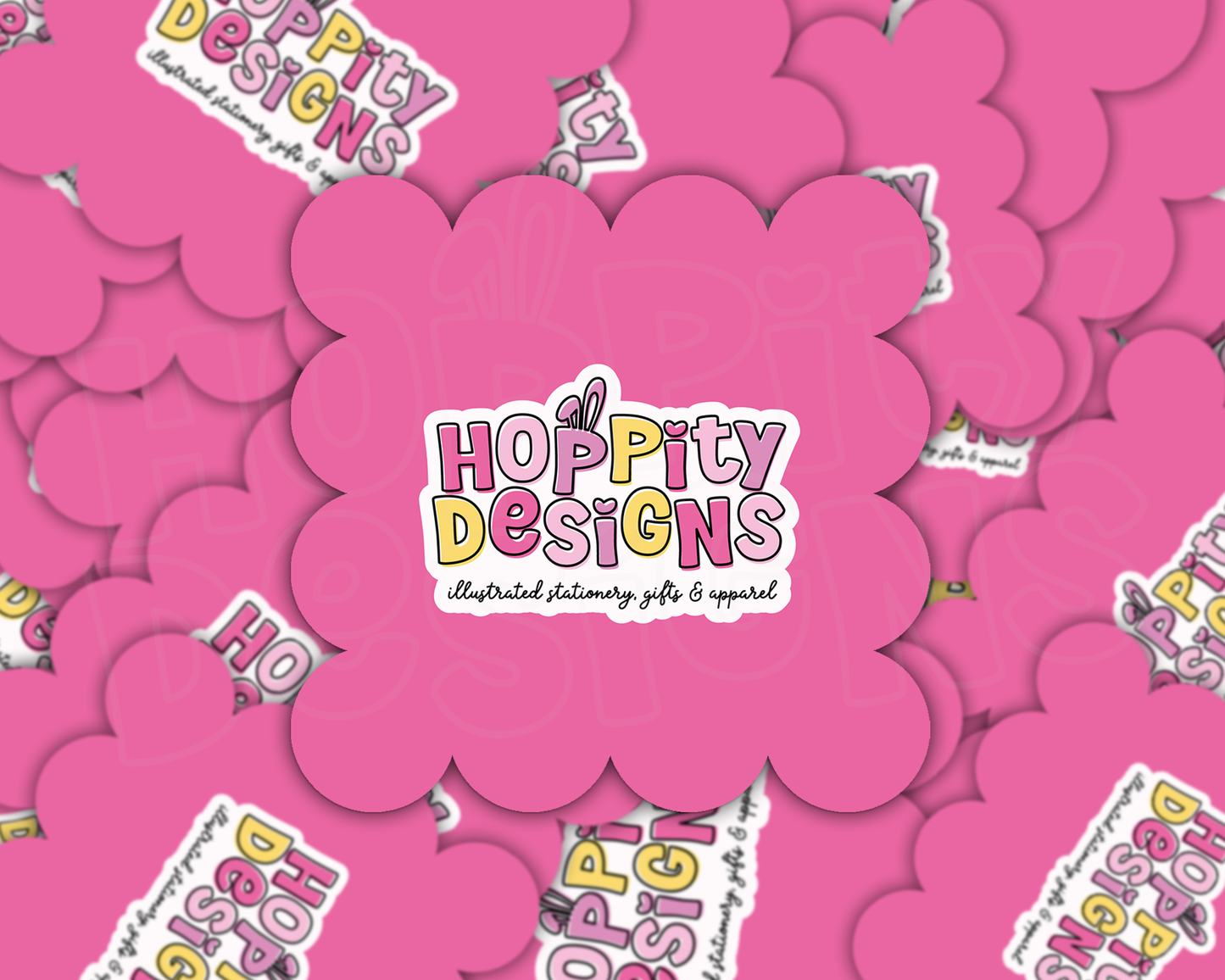 Scalloped Edge Square Shaped Logo Stickers