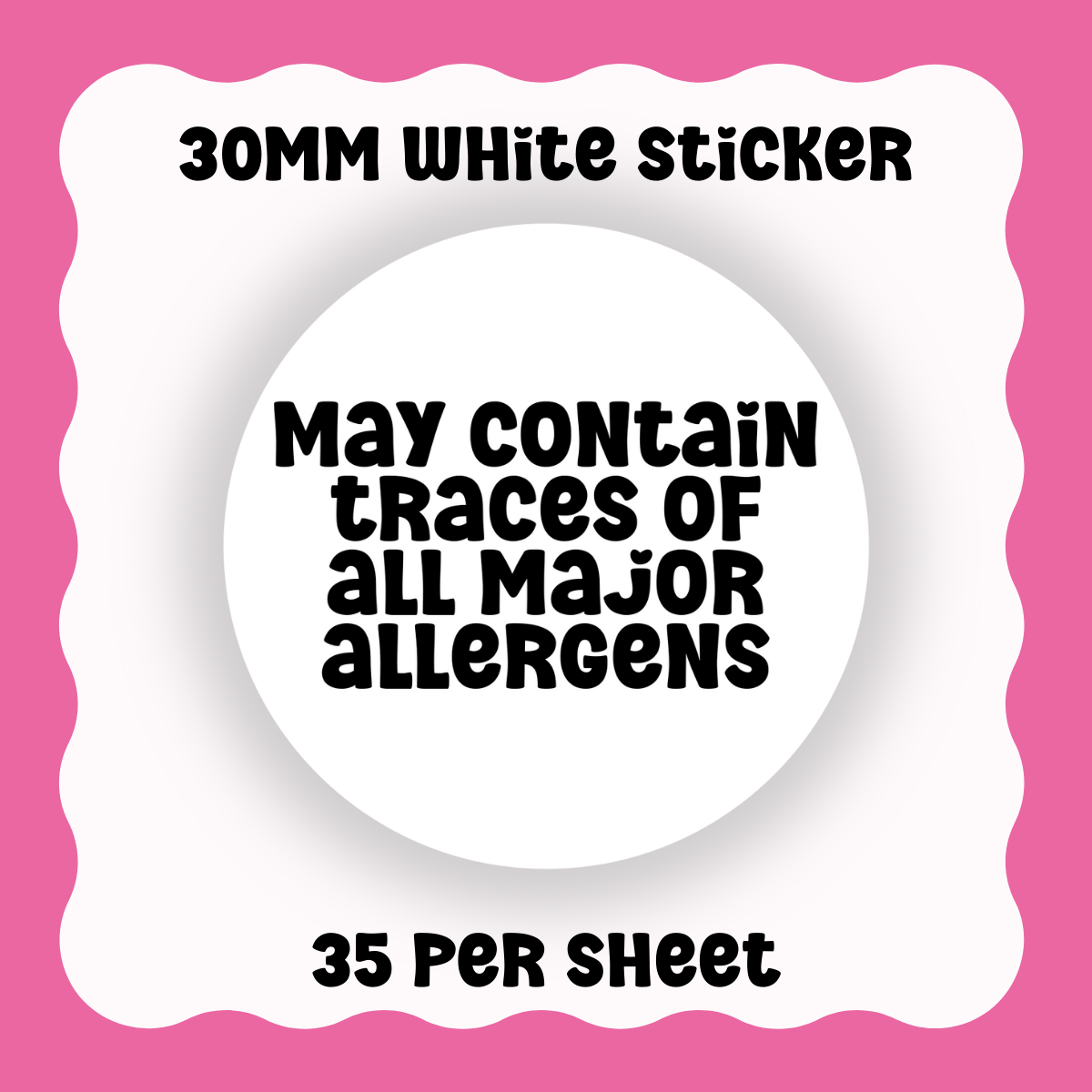 May Contain Traces Disclaimer Stickers - Text only