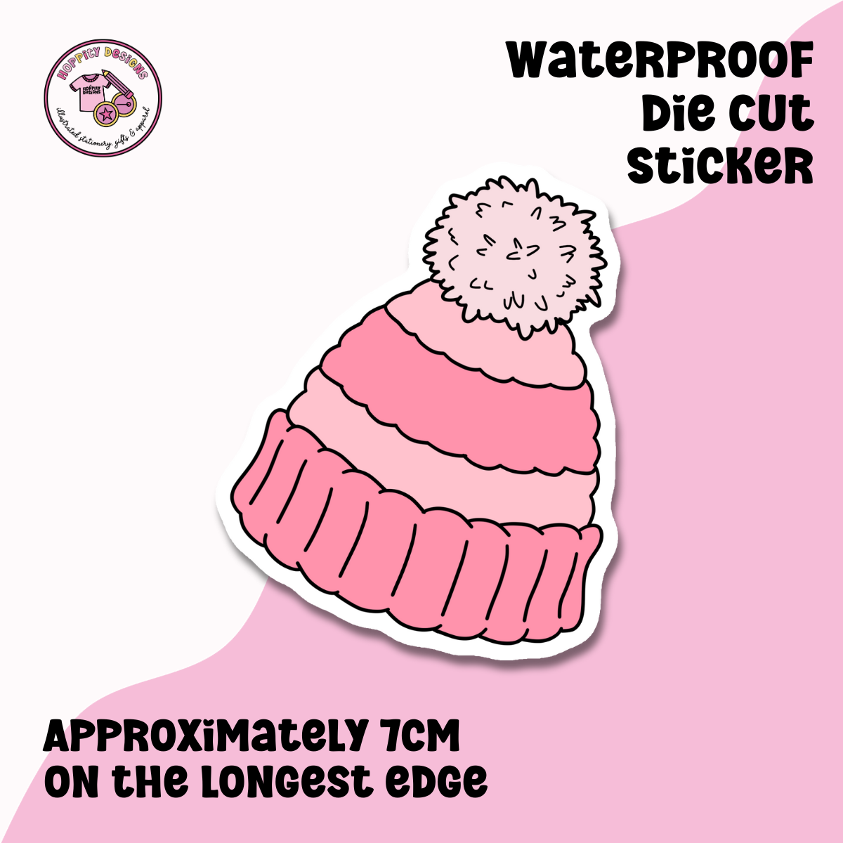 Pink Woolly Hat Die Cut Sticker