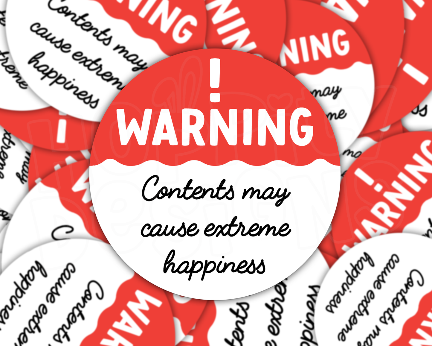Red Warning - Contents May Cause Extreme Happiness Parcel Stickers