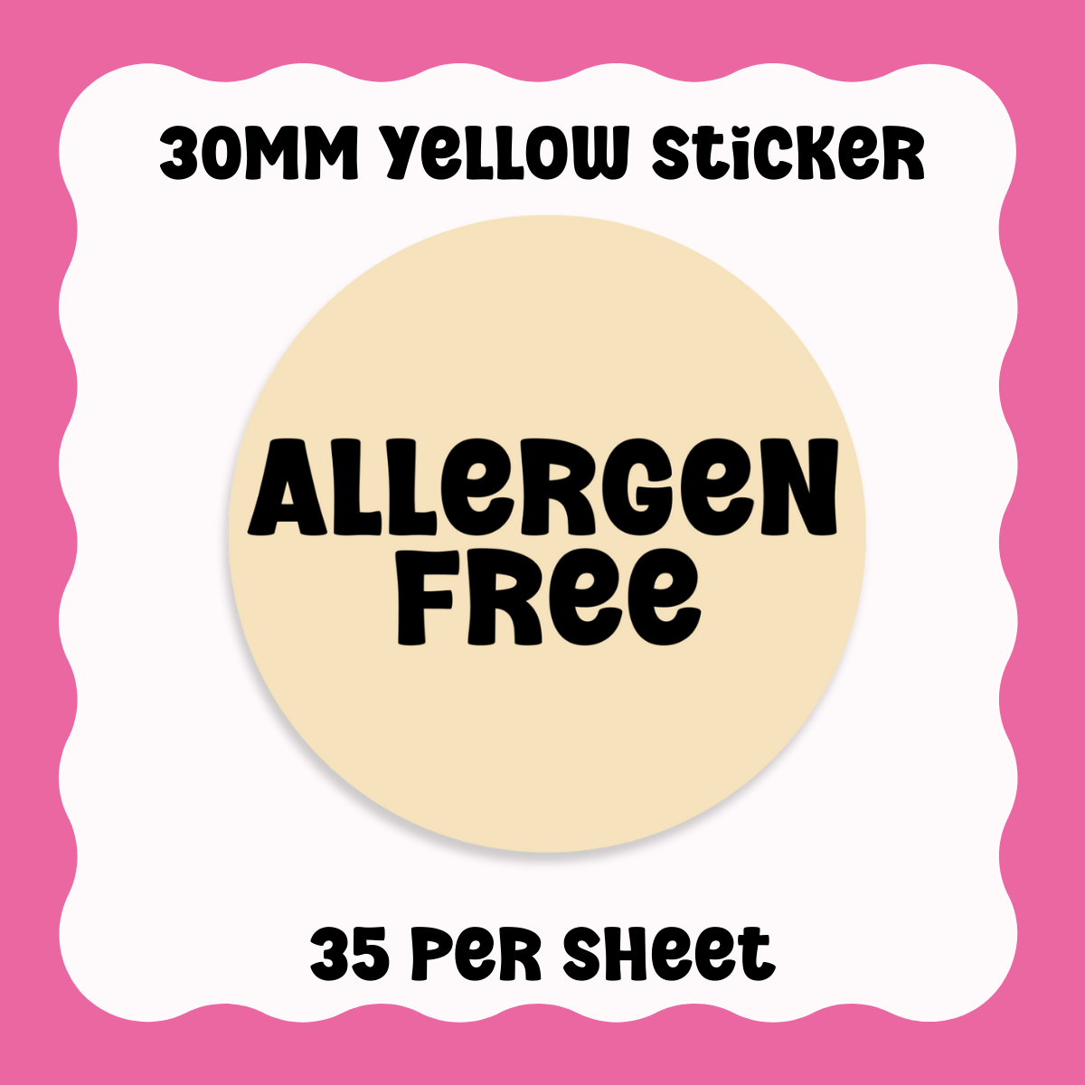 Allergen Free Stickers - Text only