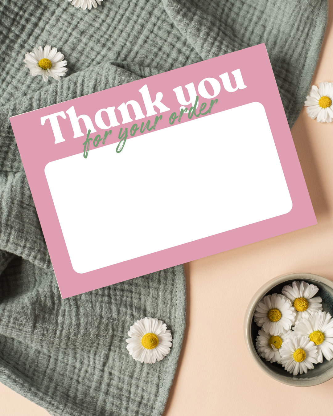 Green & Dusky Pink Thank You Cards A6