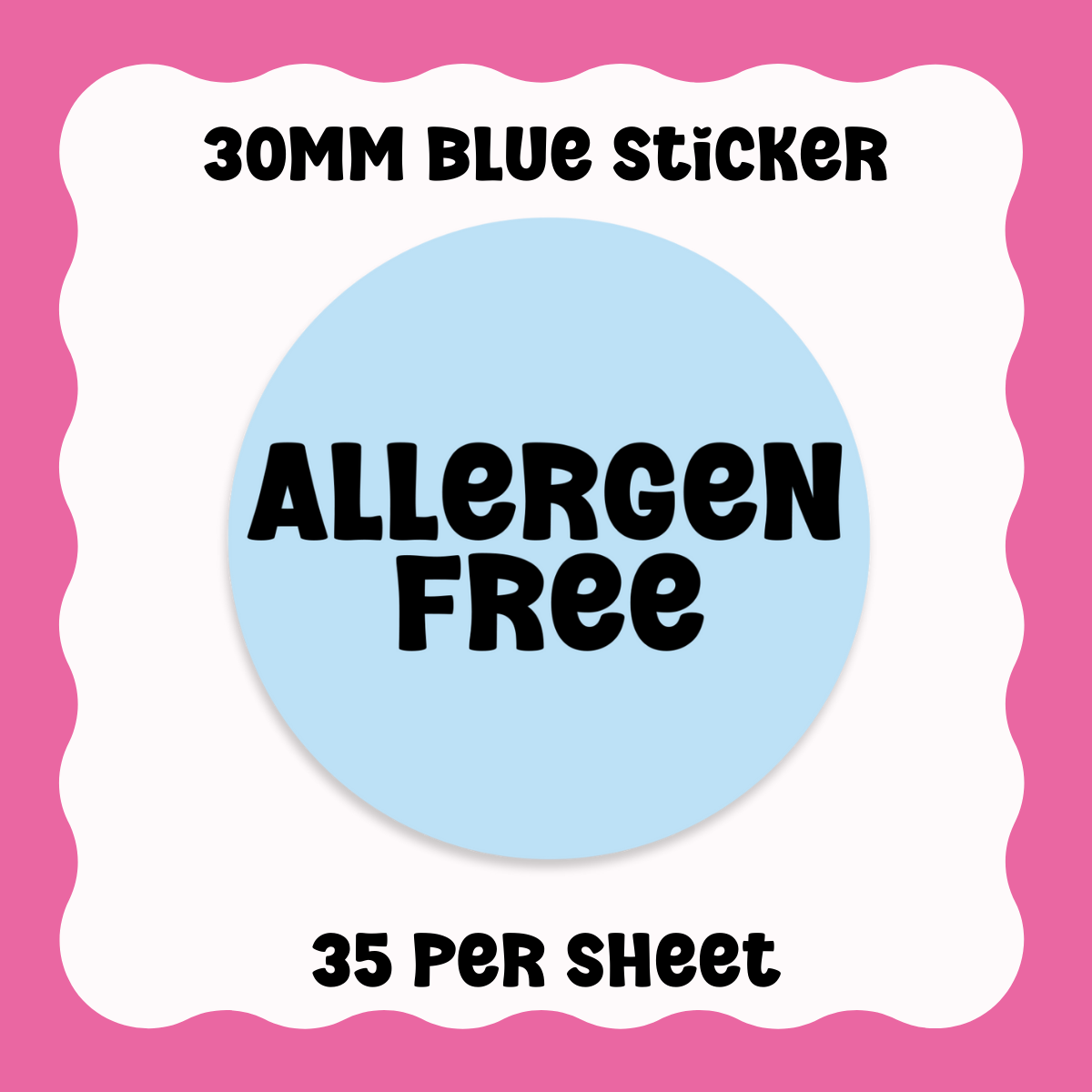 Allergen Free Stickers - Text only