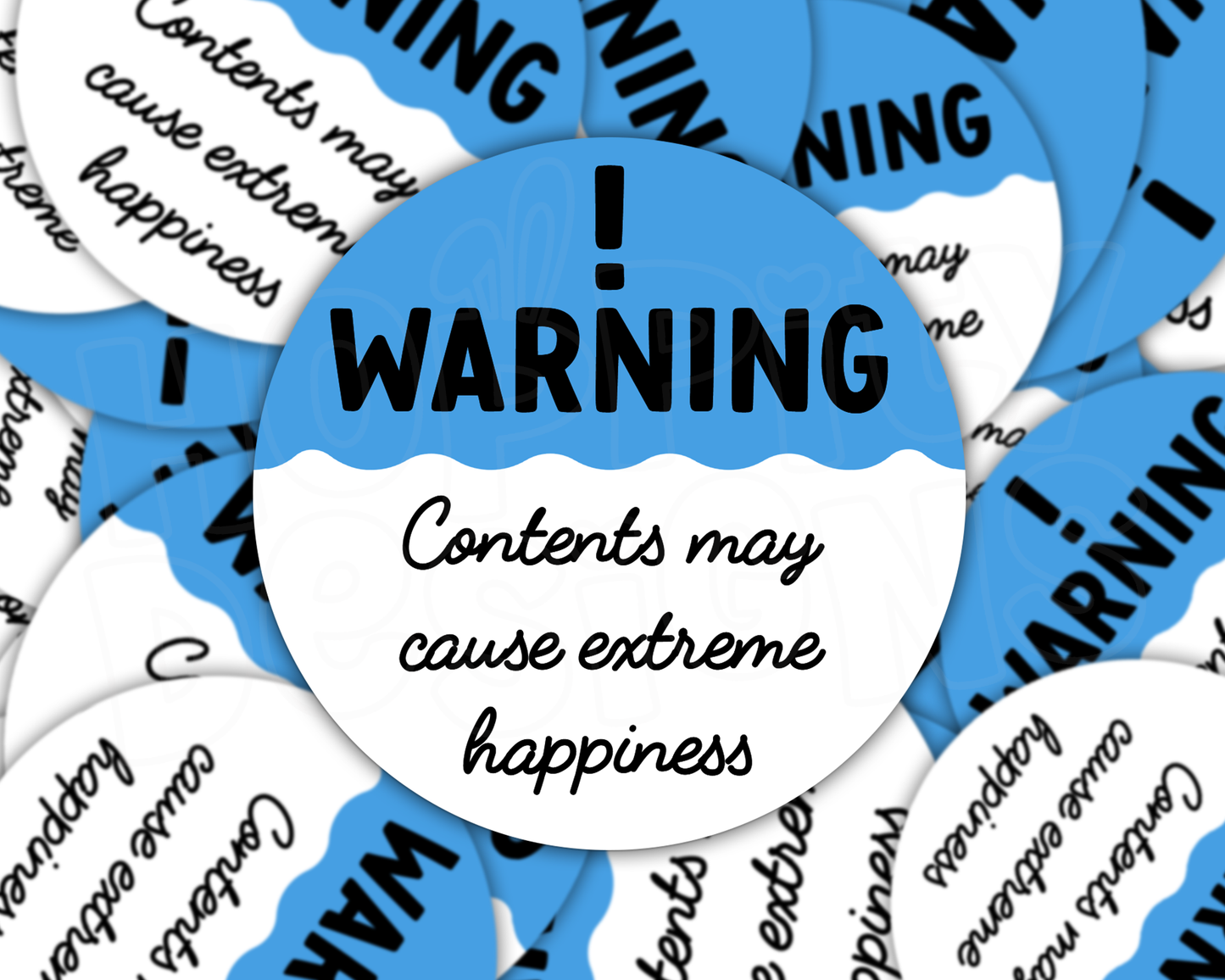 Blue Warning - Contents May Cause Extreme Happiness Parcel Stickers
