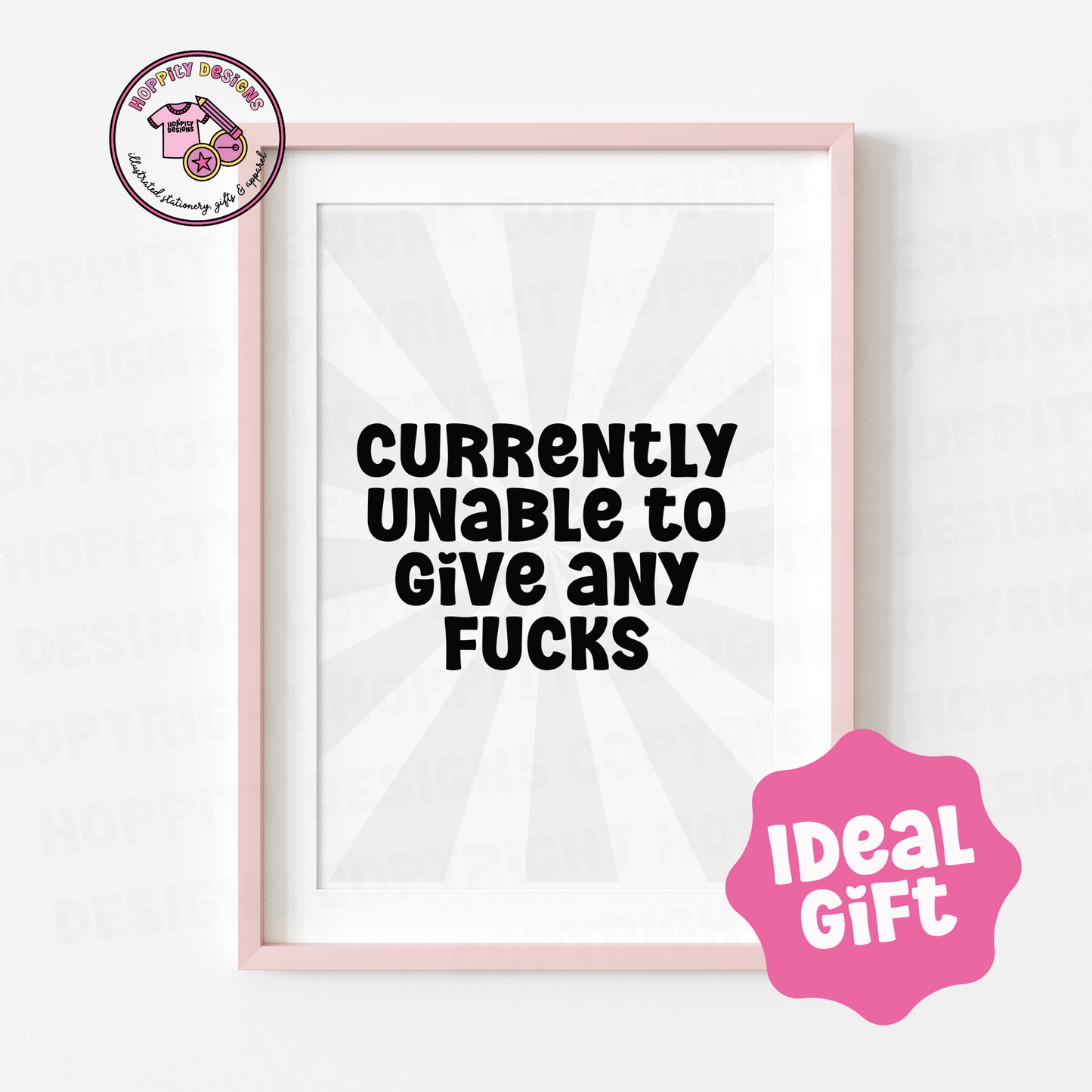 Currently Unable to Give any Fucks Wall Art Print