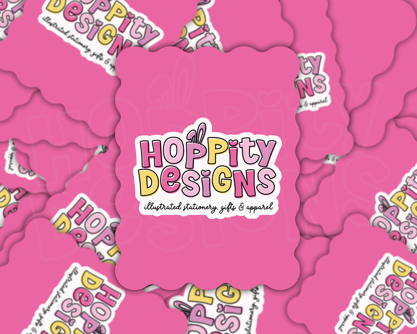 Wavy Edge Rectangle Shaped Logo Stickers