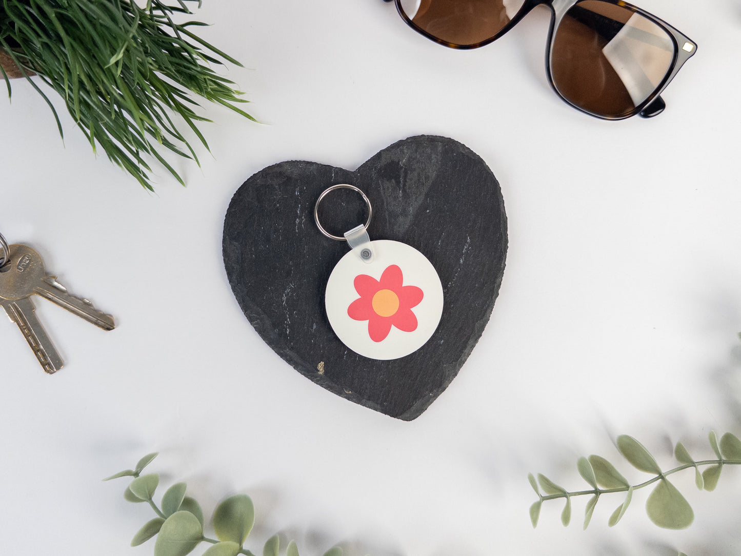 Pink Daisy Keyring
