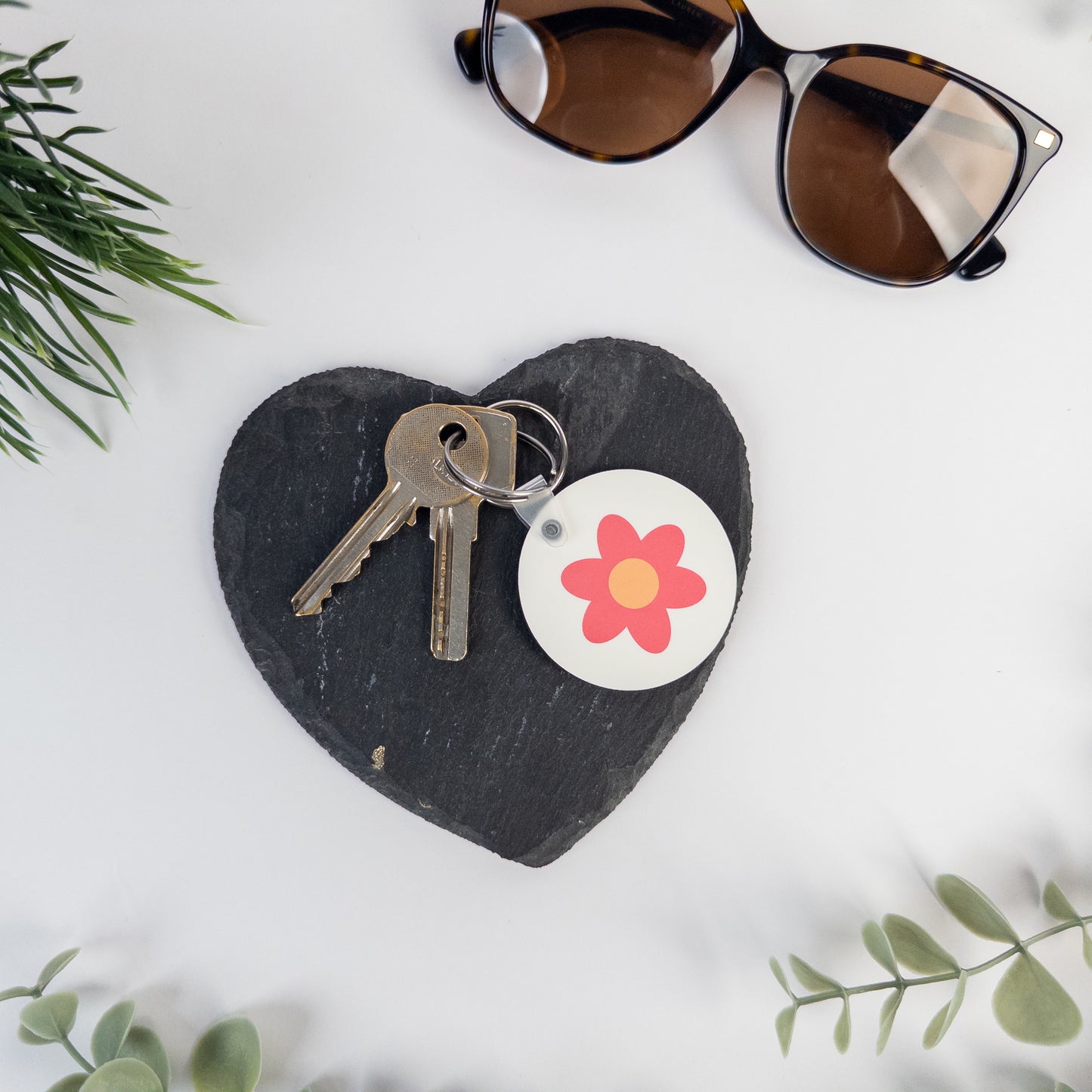 Pink Daisy Keyring