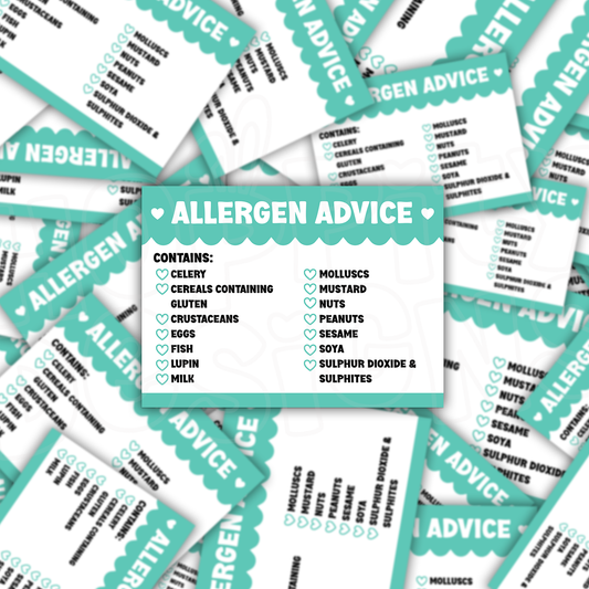 Scalloped Allergen Stickers 64mm x 47mm