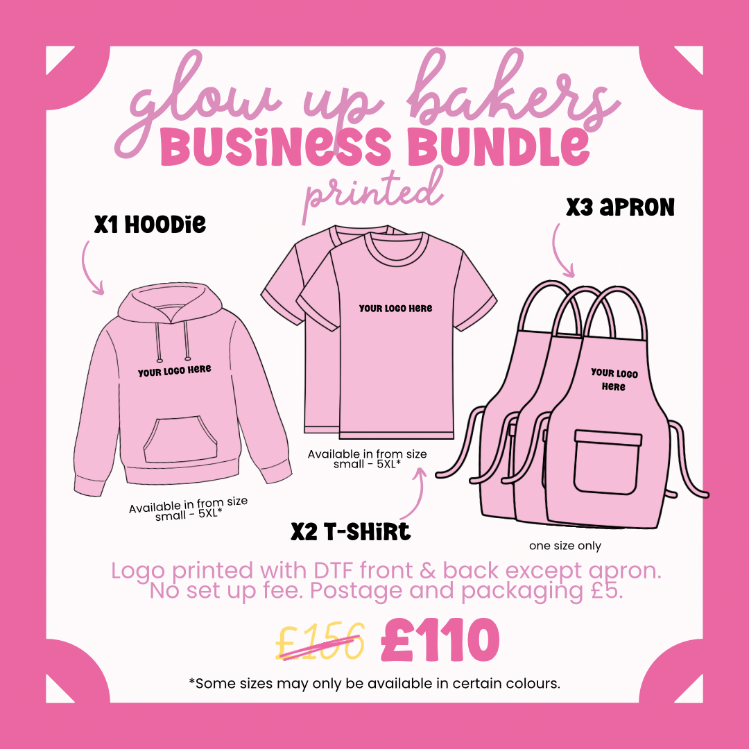 Glow up Bakers Printed Branded Clothing Bundle