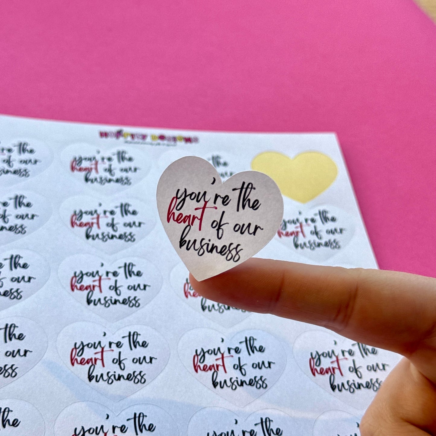 Heart Shaped 'You're the Heart of Our Business' Stickers