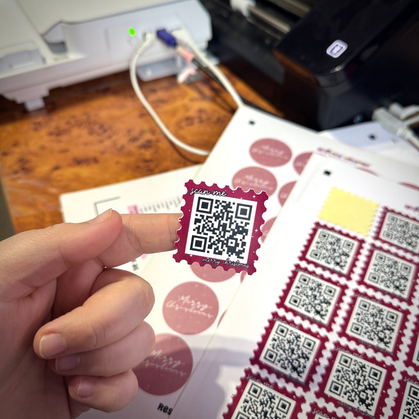 Custom QR Code Christmas Stamp Stickers