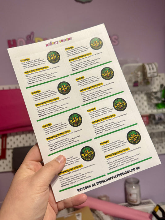 Reheating Instructions Labels