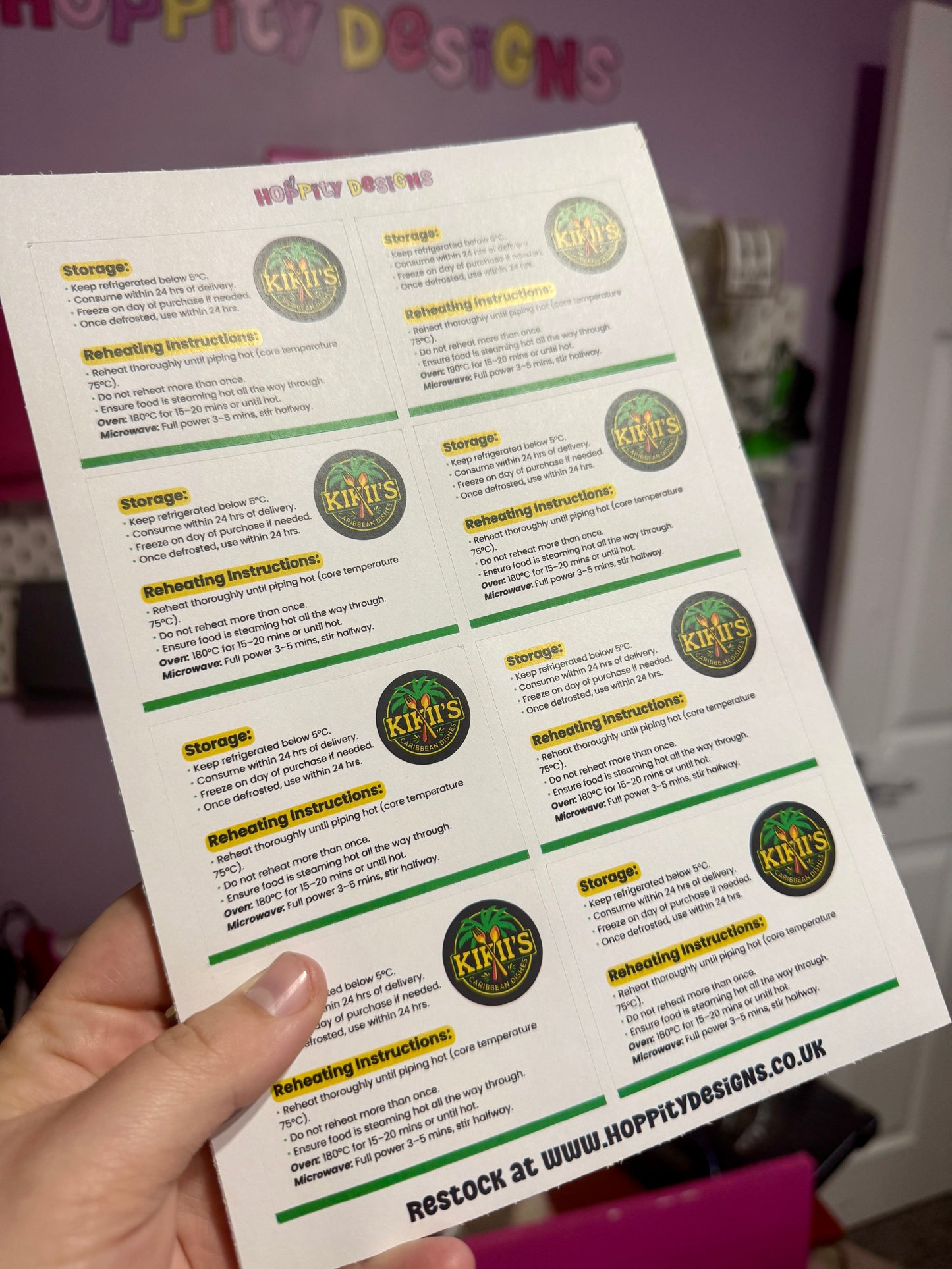 Reheating Instructions Labels