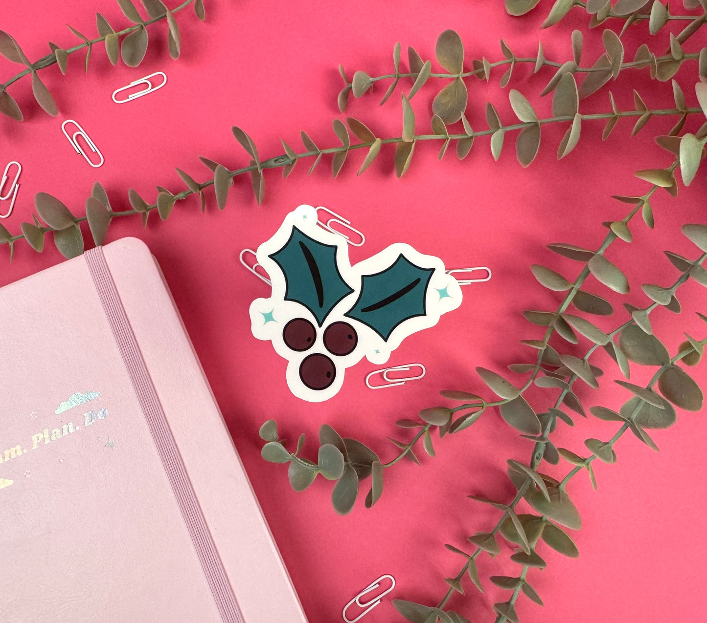 Christmas Holly Die Cut Sticker