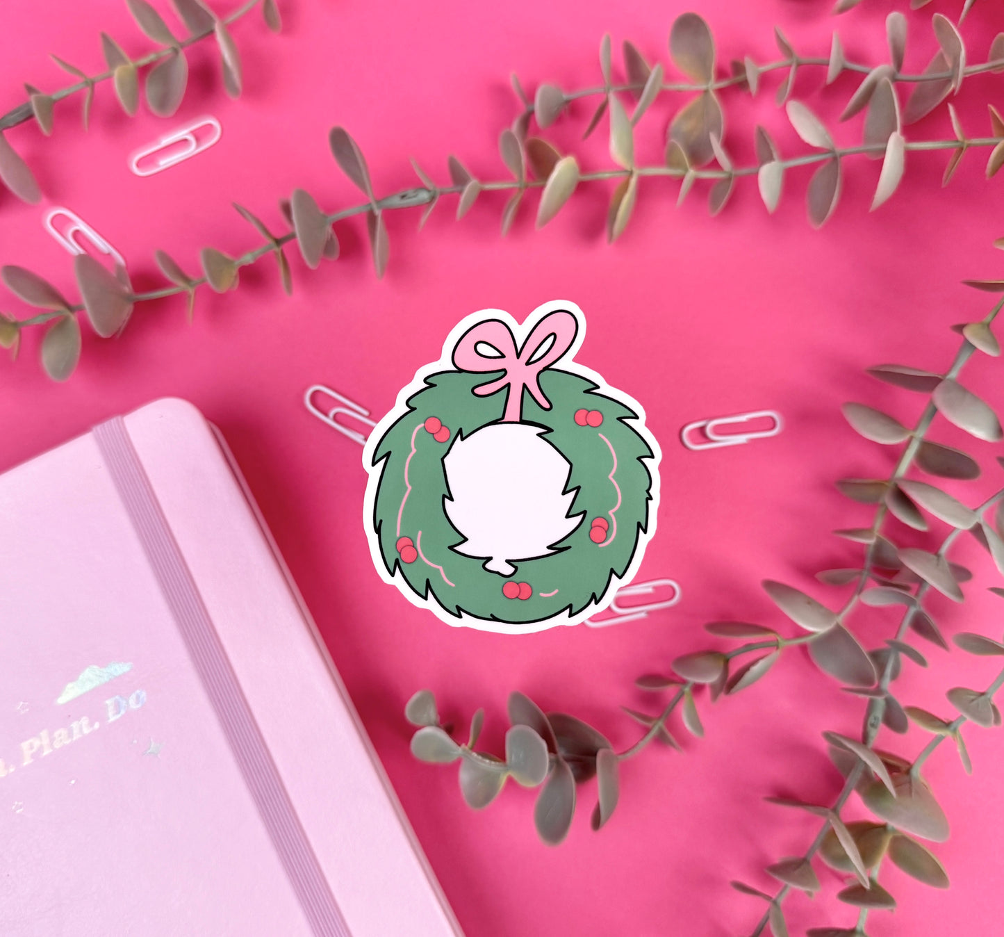 Christmas Wreath Die Cut Sticker