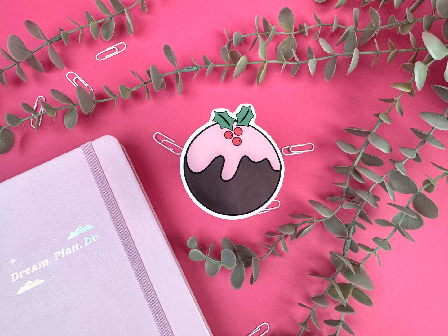 Christmas Pudding Die Cut Sticker