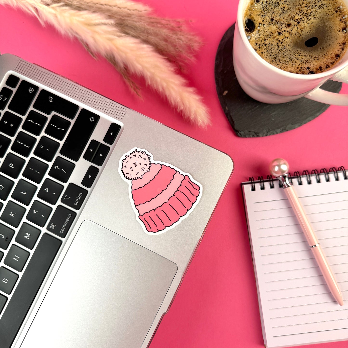 Pink Woolly Hat Die Cut Sticker