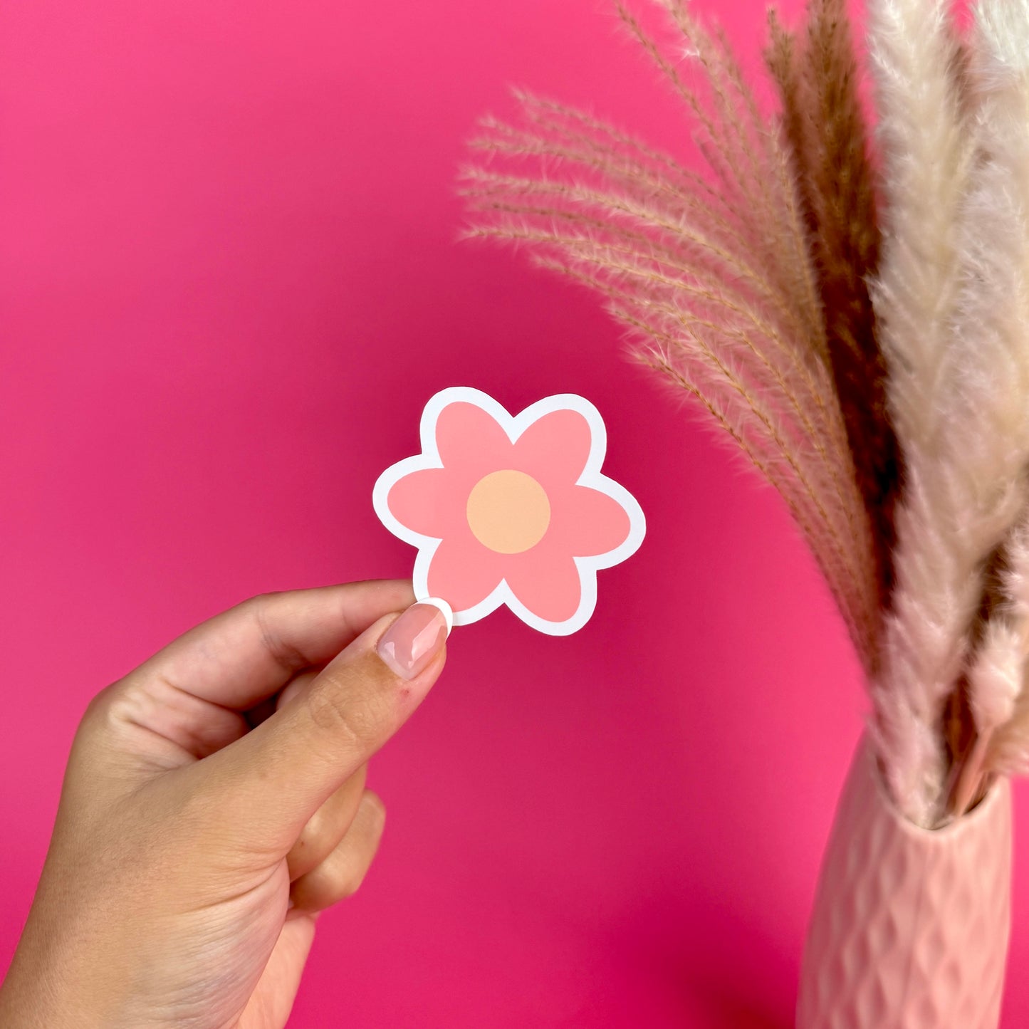 Pink Daisy Die Cut Sticker