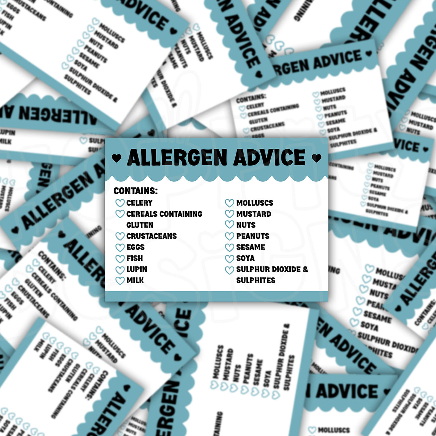 Scalloped Allergen Stickers 64mm x 47mm