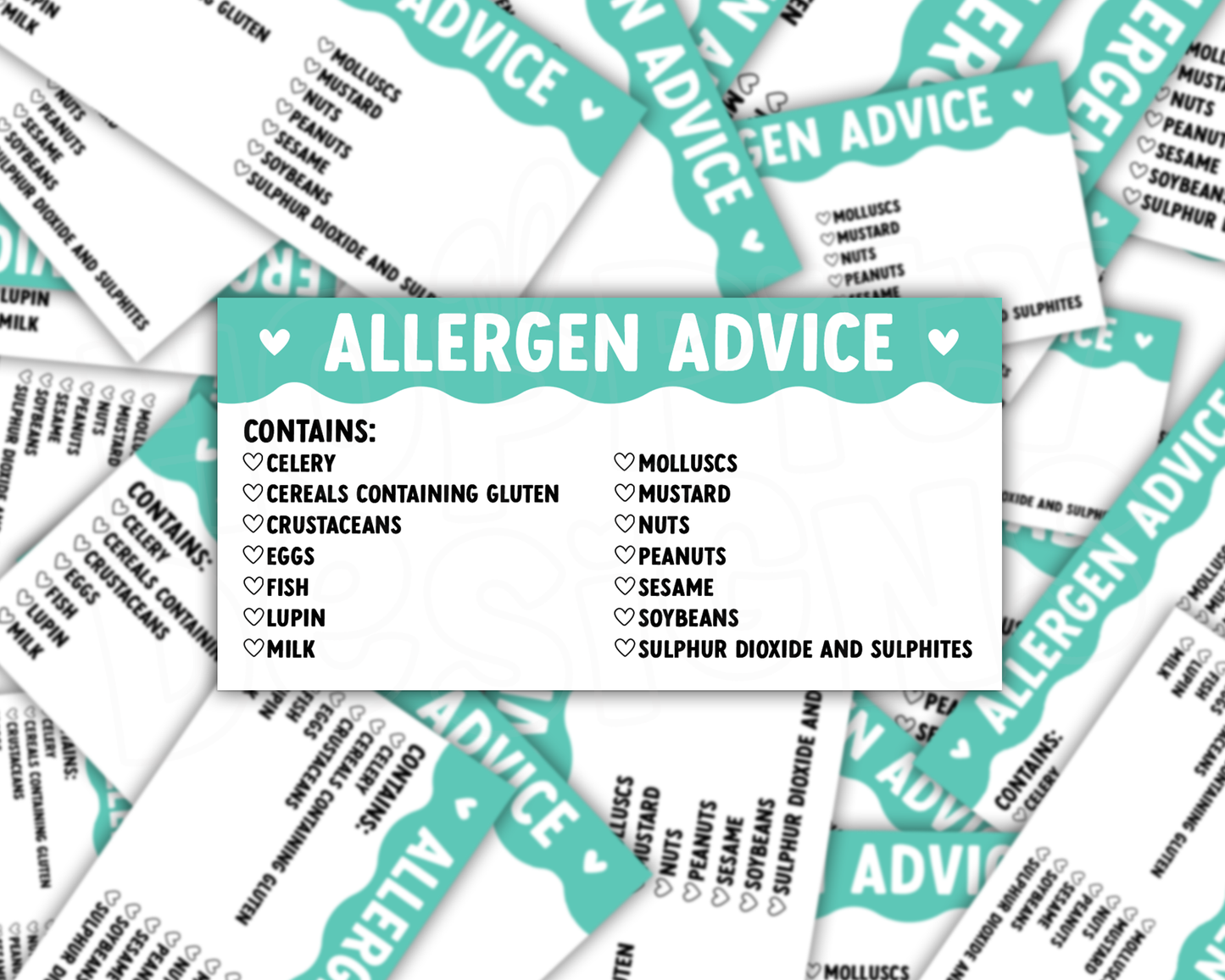 Scalloped Allergen Stickers 50mm x 100mm